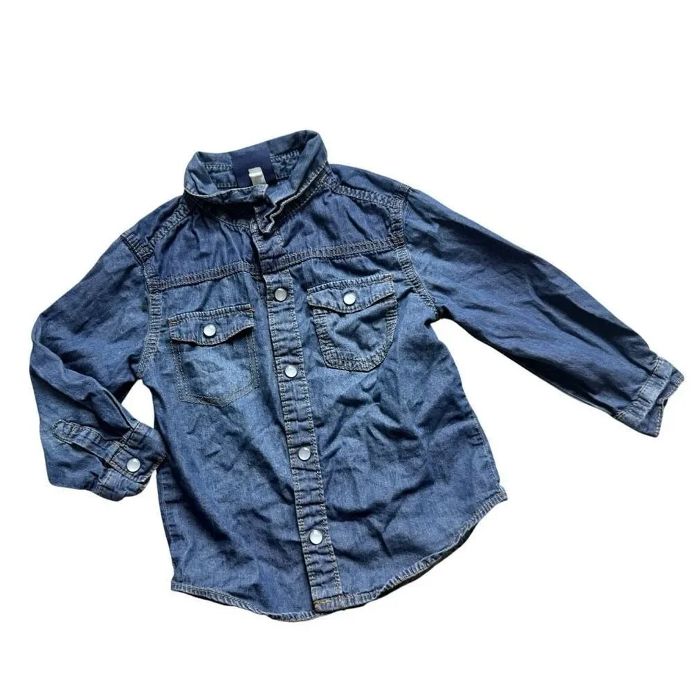 Toddler Boys Genuine Kids Chambray Denim Jean Pearl Snap Shirt - Sz 4T